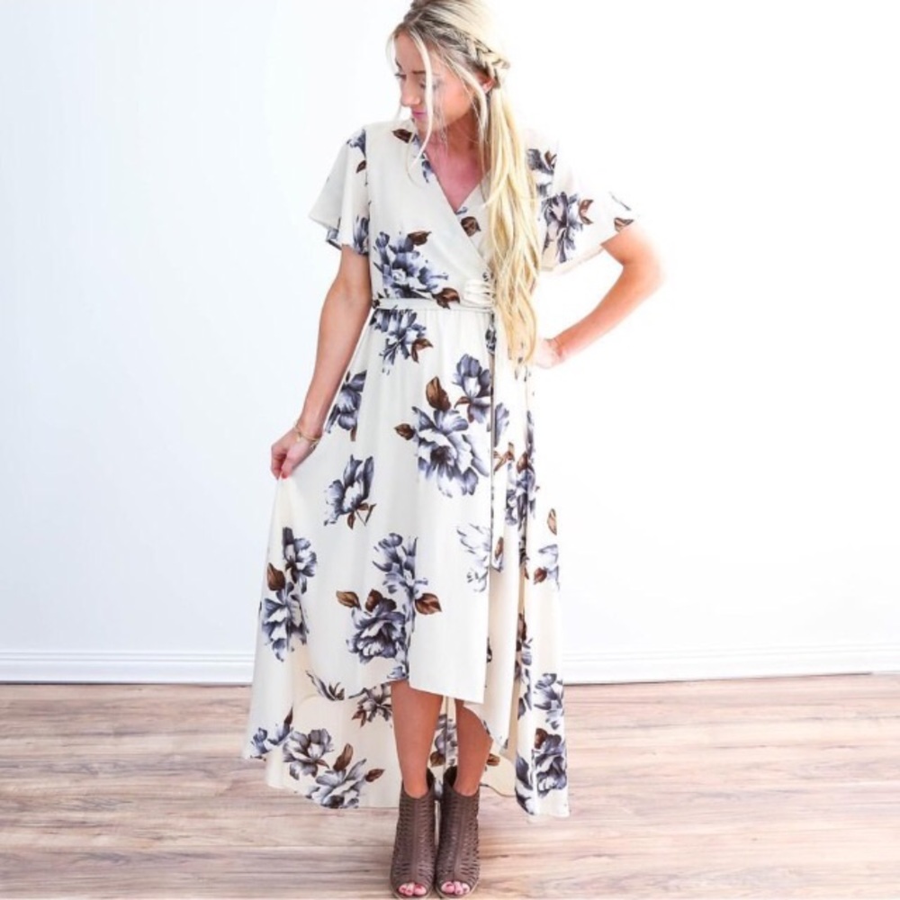 Floral print high/low dress